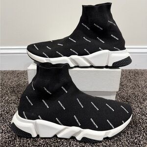 Balenciaga Monogram all Over Logo Speed Trainer Sneakers